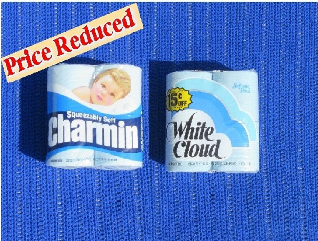 Vintage 1980's BLUE Charmin and White Cloud colored Blue 4 Pack Toilet Paper Etsy