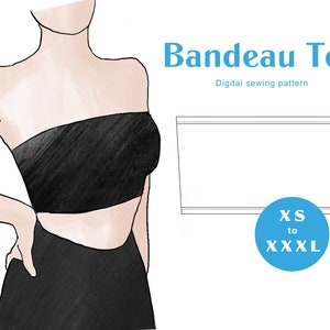 Women's Strapless Bandeau Bikini Top Sewing Pattern, Ladies Downloadable  Printable PDF Sewing Pattern Size XS-XXL 