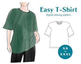 Drop Shoulder T-Shirt Sewing Pattern XS-XXXL PDF Instant Download  Women's Loose Boxy T-shirt