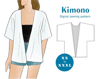 Kimono d'été Patron de Couture - XS-XXXL - Téléchargement instantané PDF - Veste ample Kimono Robe Veste Festival