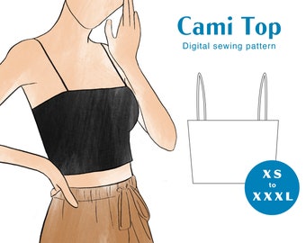 Cami Top Sewing Pattern - XS-XXXL - PDF Instant Download - Fitted Tube Women's Crop Top