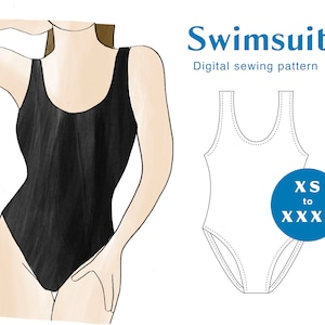 Badpak naaipatroon - XS-XXXL - PDF Instant Download - Dames badpak bikini kostuum uit één stuk