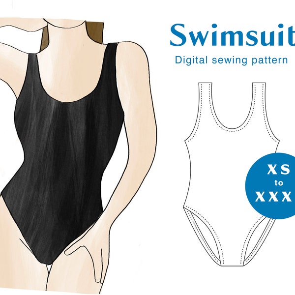 Swimsuit Sewing Pattern - XS-XXXL - PDF Instant Download - Women's One Piece Swimsuit Bikini Costume