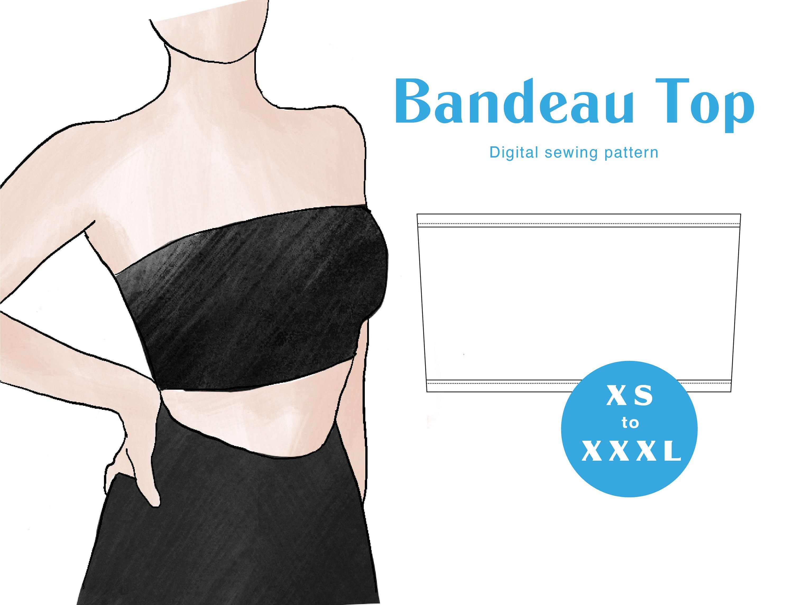 Bandeau Top Sewing Pattern XS-XXXL PDF Instant Download Fitted