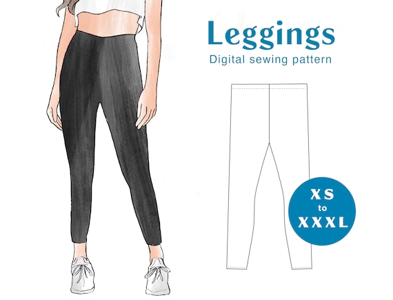 High Rise Leggings Sewing Pattern Pants XS-XL Instant Download Easy Digital  PDF 