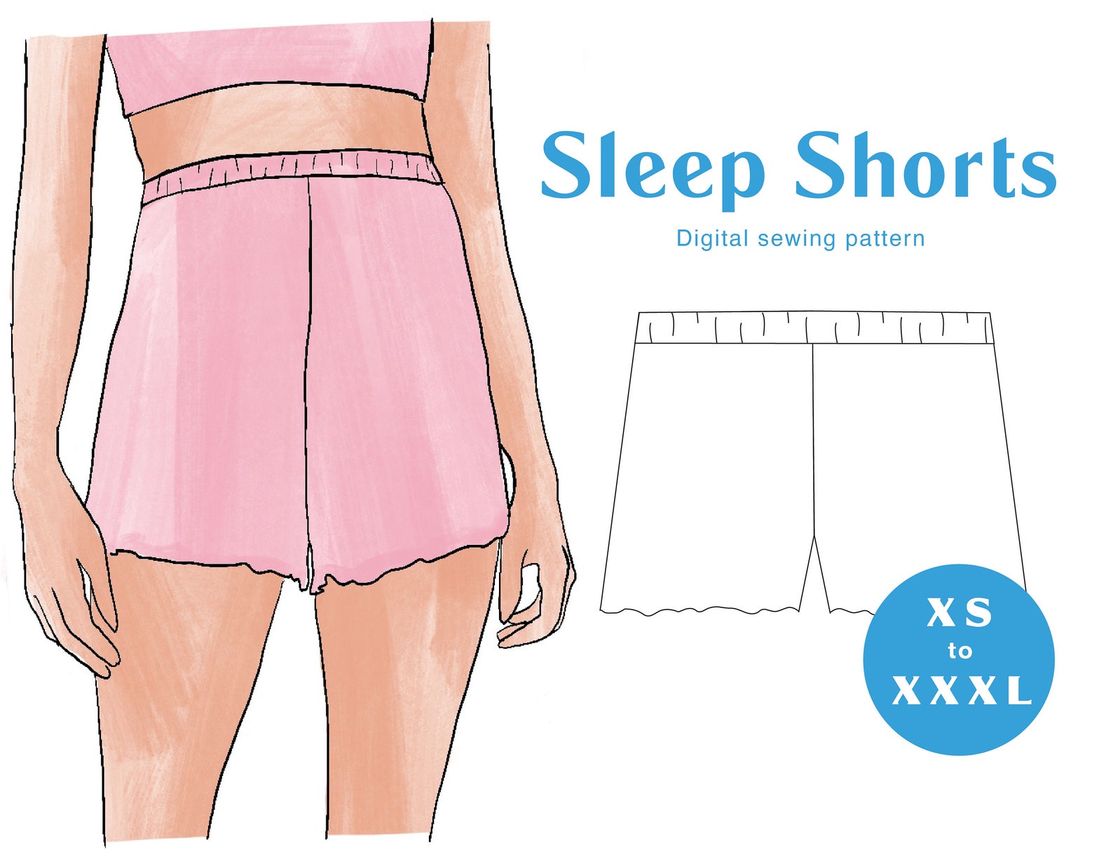 Sleep Shorts Sewing Pattern XSXXXL PDF Instant Download Etsy