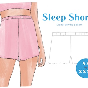 Sleep Shorts Sewing Pattern - XS-XXXL - PDF Instant Download - Elasticated Cheeky Women&#39;s Shorts
