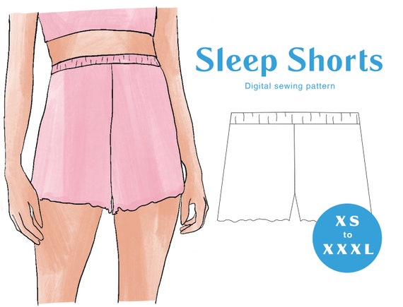 Sleep Shorts Sewing Pattern XS-XXXL PDF Instant Download Elasticated Cheeky  Women's Shorts 