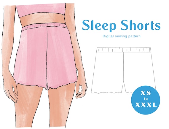 Sleep Shorts Sewing Pattern XS-XXXL PDF Instant Download Elasticated Cheeky  Women's Shorts 