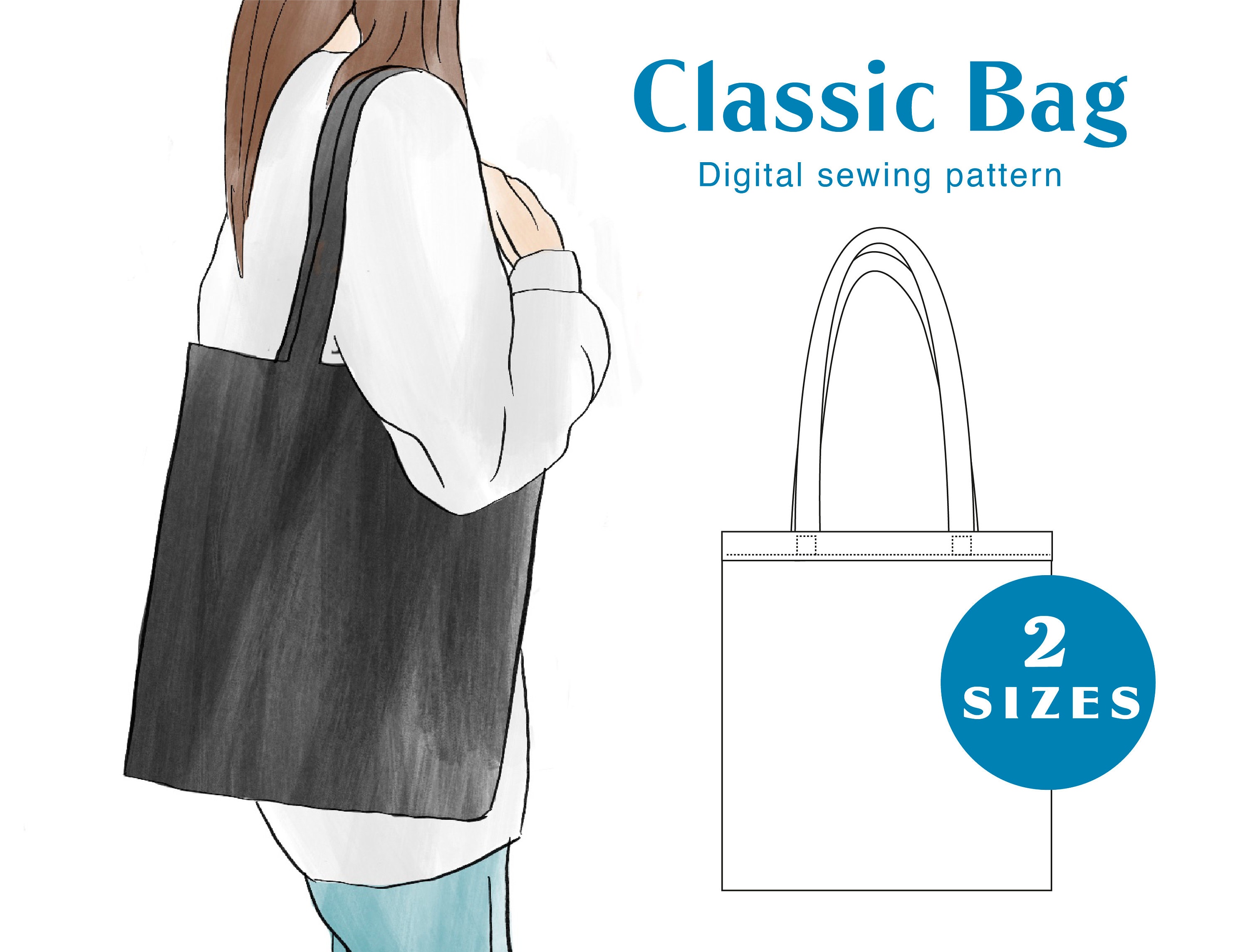 Easy Tote Bag Sewing Pattern - XS-XXXL - PDF Instant Download - Women's ...