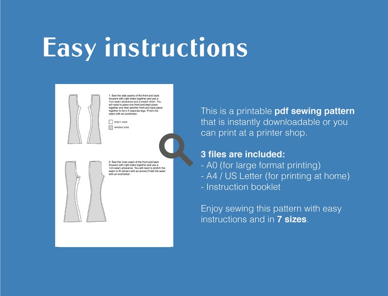 Flare Trouser Sewing Pattern XS-XXXL PDF Instant Download - Etsy