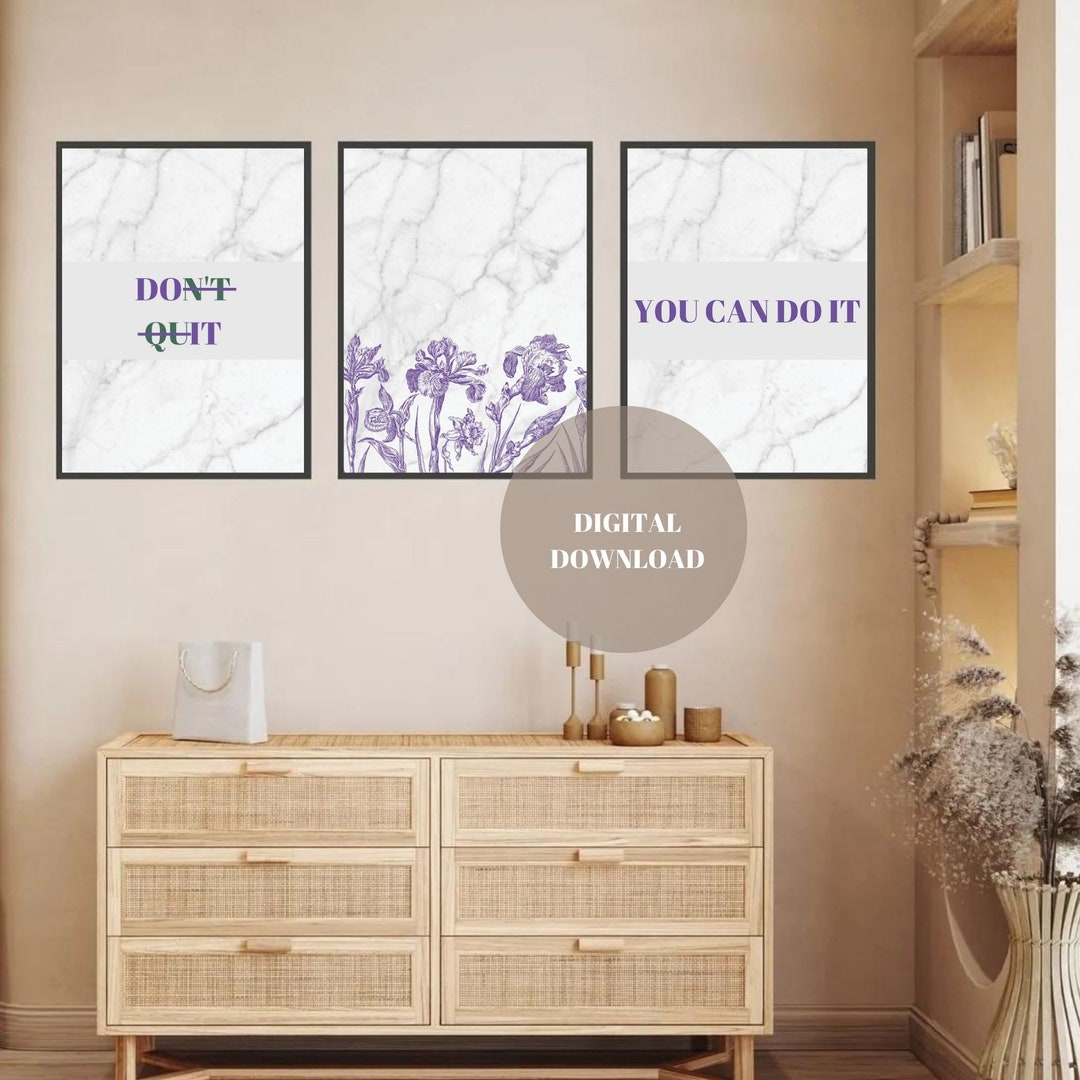 Triple Wall Art Motivation Wall Art You Can Do Itminimal Etsy