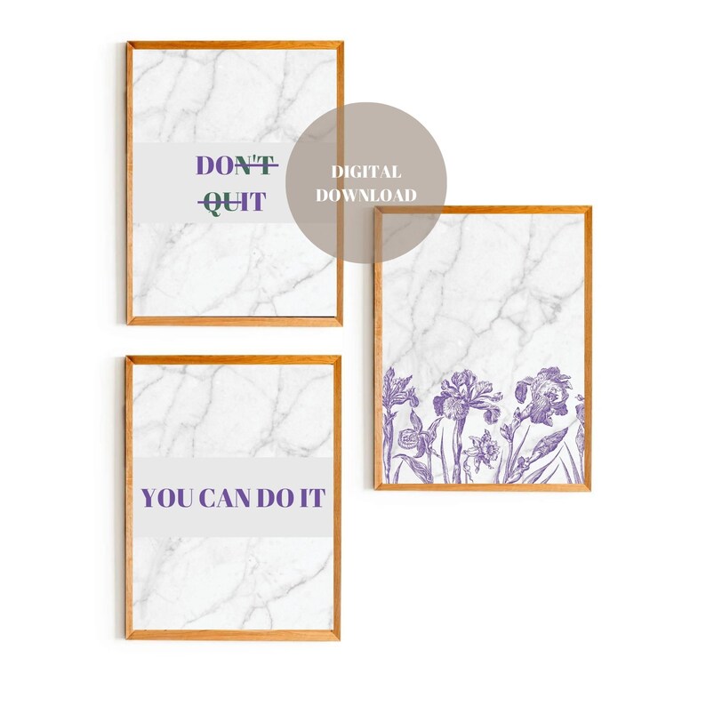 Triple Wall Art Motivation Wall Art You Can Do Itminimal Etsy