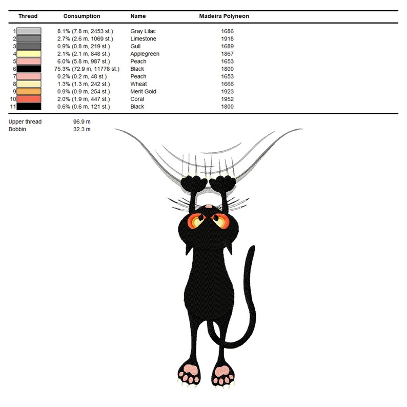 Cat Embroidery File Machine Embroidery Pattern Animals 7 Etsy