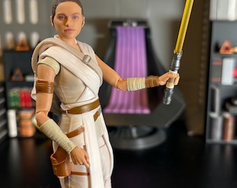 Rey Skywalker Episode 9 Custom Hilt & Blade – 1/12 Scale, Black Series, Hand Painted