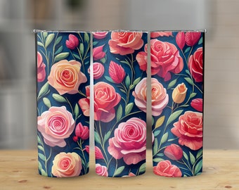 Roses 20 oz Skinny Tumbler Sublimation Design, Straight & Tapered Wrap, Tumbler Wrap, Tumbler Png, Instant Download