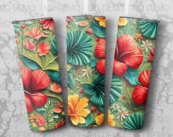 Hibiscus 20 oz Skinny Tumbler Sublimation Design, Straight & Tapered Wrap, Tumbler Wrap, Tumbler Png, Instant Download