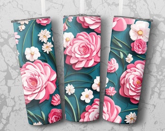 Flowers 20 oz Skinny Tumbler Sublimation Design, Straight & Tapered Wrap, Tumbler Wrap, Tumbler Png, Instant Download