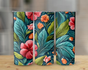Hibiscus 20 oz Skinny Tumbler Sublimation Design, Straight & Tapered Wrap, Tumbler Wrap, Tumbler Png, Instant Download