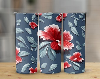 Hibiscus 20 oz Skinny Tumbler Sublimation Design, Straight & Tapered Wrap, Tumbler Wrap, Tumbler Png, Instant Download