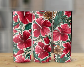 Hibiscus 20 oz Skinny Tumbler Sublimation Design, Straight & Tapered Wrap, Tumbler Wrap, Tumbler Png, Instant Download