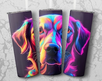 Neon Dog 20 oz Skinny Tumbler Sublimation Design, Straight & Tapered Wrap, Tumbler Wrap, Tumbler Png, Instant Download