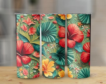 Hibiscus 20 oz Skinny Tumbler Sublimation Design, Straight & Tapered Wrap, Tumbler Wrap, Tumbler Png, Instant Download
