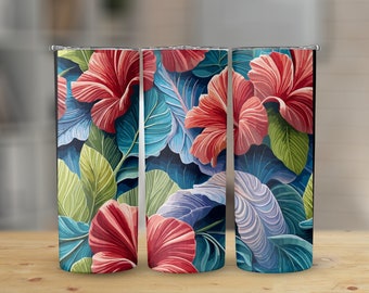 Hibiscus 20 oz Skinny Tumbler Sublimation Design, Straight & Tapered Wrap, Tumbler Wrap, Tumbler Png, Instant Download