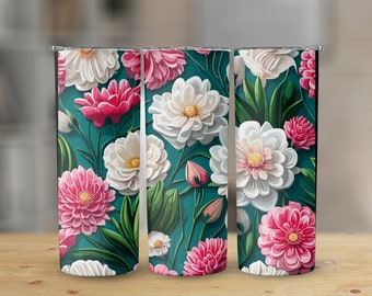Flowers 20 oz Skinny Tumbler Sublimation Design, Straight & Tapered Wrap, Tumbler Wrap, Tumbler Png, Instant Download