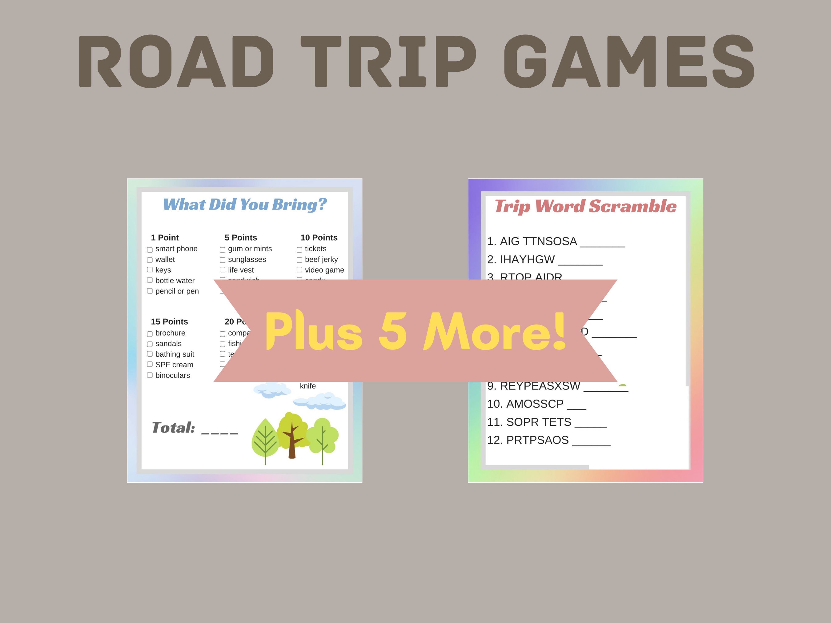 Road Trip Printable Games for Kids | Etsy