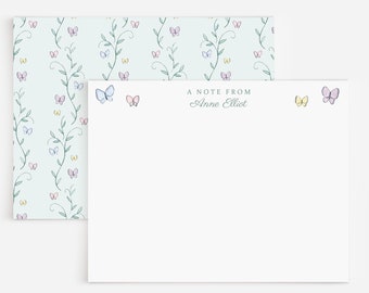 Pastel Butterflies Personalized Stationery | Watercolor Butterfly Stationery Set | Custom Butterfly Stationery | Girls Stationery Set