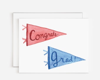 Congrats Grad! Pennant Banners Watercolor Graduation Card