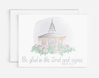 Watercolor Church Greeting Card For Baptism, First Communion, Or Confirmation | Religious Congratulations Card | Rejoice Celebration Card