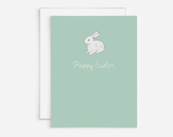 Happy Easter Watercolor Bunny Greeting Card