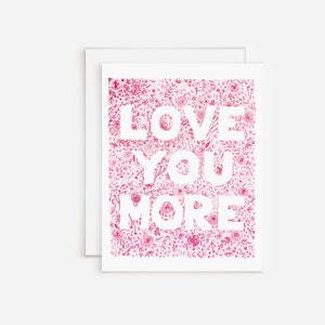 Love You More Card With Tiny Pink Watercolor Florals