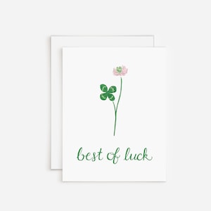 Best Of Luck Four Leaf Clover Watercolor Greeting Card