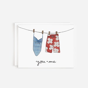 You & Me Nautical Romantic Watercolor Greeting Card