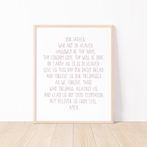 Our Father Prayer Watercolor Art Print | The Lord&#39;s Prayer Christian Art Print | Catholic Home Décor | Bible Verse Art | Religious Art