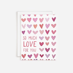 So Much Love For You | Romantic Watercolor Hearts Greeting Card