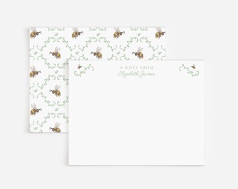 Bumblebees Personalized Stationery Set | Watercolor Bee Stationery | Custom Note Cards | Feminine Stationery | Women's Bumble Bee Stationery
