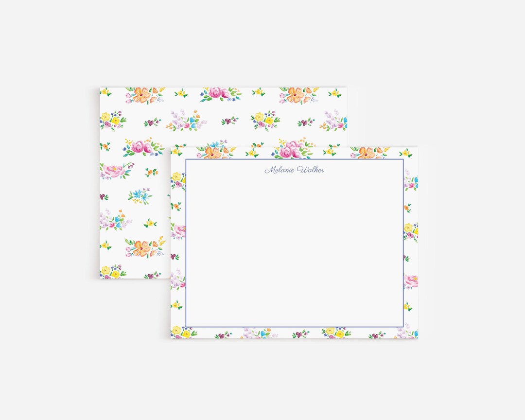 Multicolored Floral Watercolor Personalized Stationery Set | Colorful ...