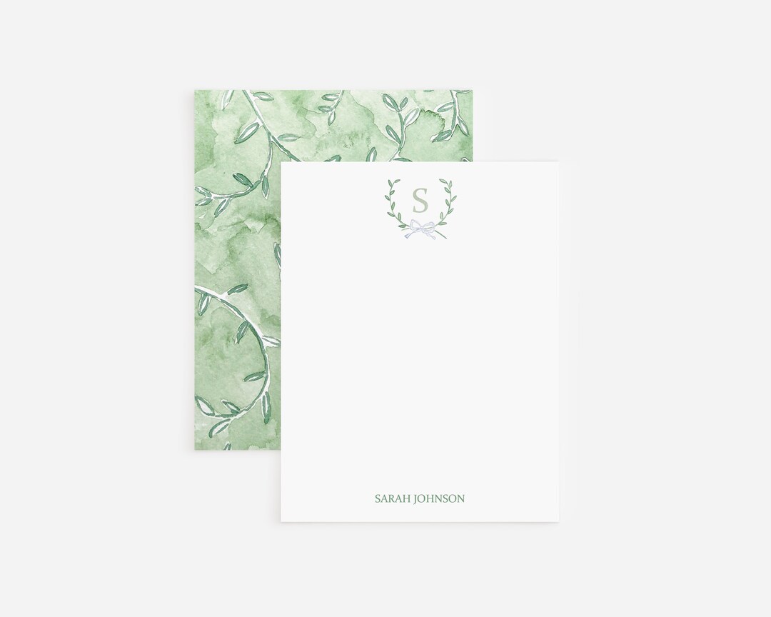 Green Watercolor Personalized Watercolor Stationery Set | Set of ...