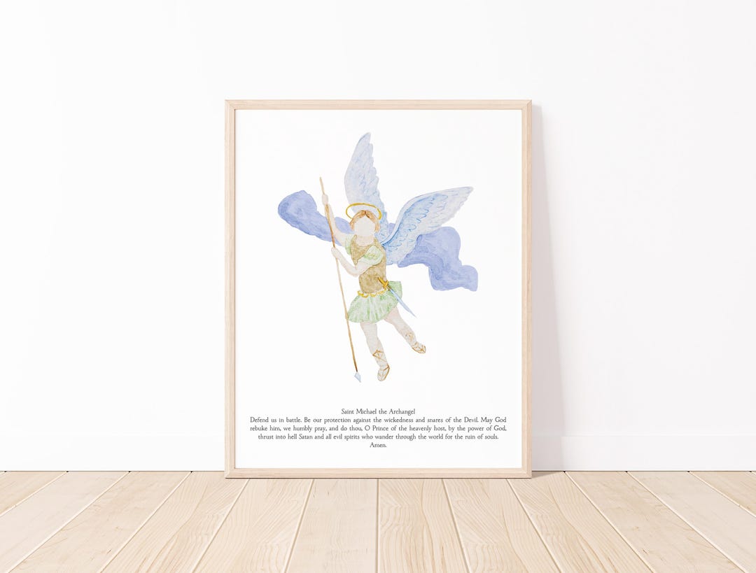 Saint Michael the Archangel Watercolor Art Print | St. Michael Prayer ...