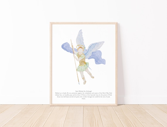 Saint Michael The Archangel Watercolor Art Print | St. Michael Prayer Art Print | Catholic Saint Wall Art | Christian Watercolor Art