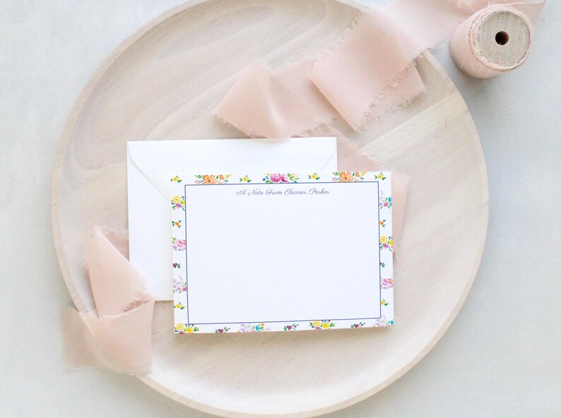 Multicolored Floral Watercolor Personalized Stationery Set | Colorful ...