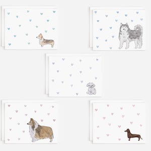 Lot de 10 cartes de voeux aquarelles assorties pour chien avec petits coeurs | de correspondance pour amoureux des chiens | Variété de cartes de voeux vierges à l'intérieur image 3