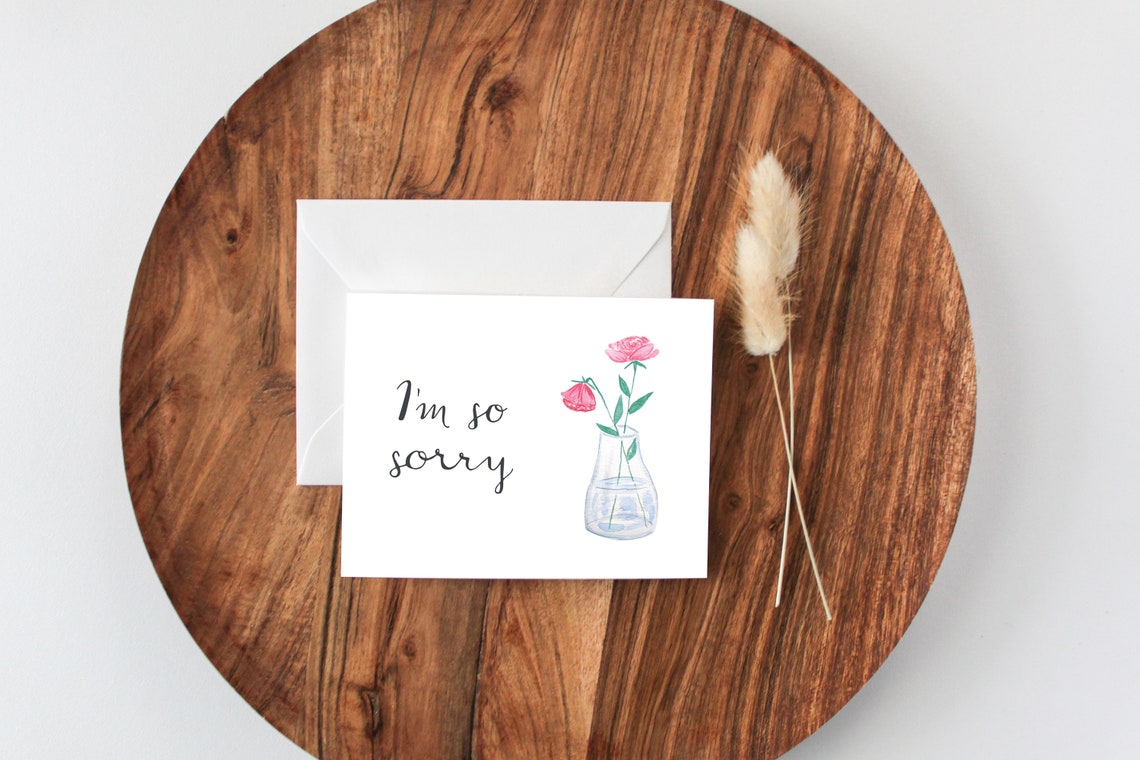 I'm so Sorry Watercolor Roses Condolence Card | Floral Sympathy Card - Etsy