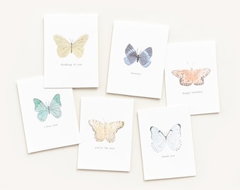 Watercolor Butterflies Variety Pack Of Greeting Cards | Set Of 10 Folded Note Cards For All Occasions | Blank Inside Butterfly Greeting Card