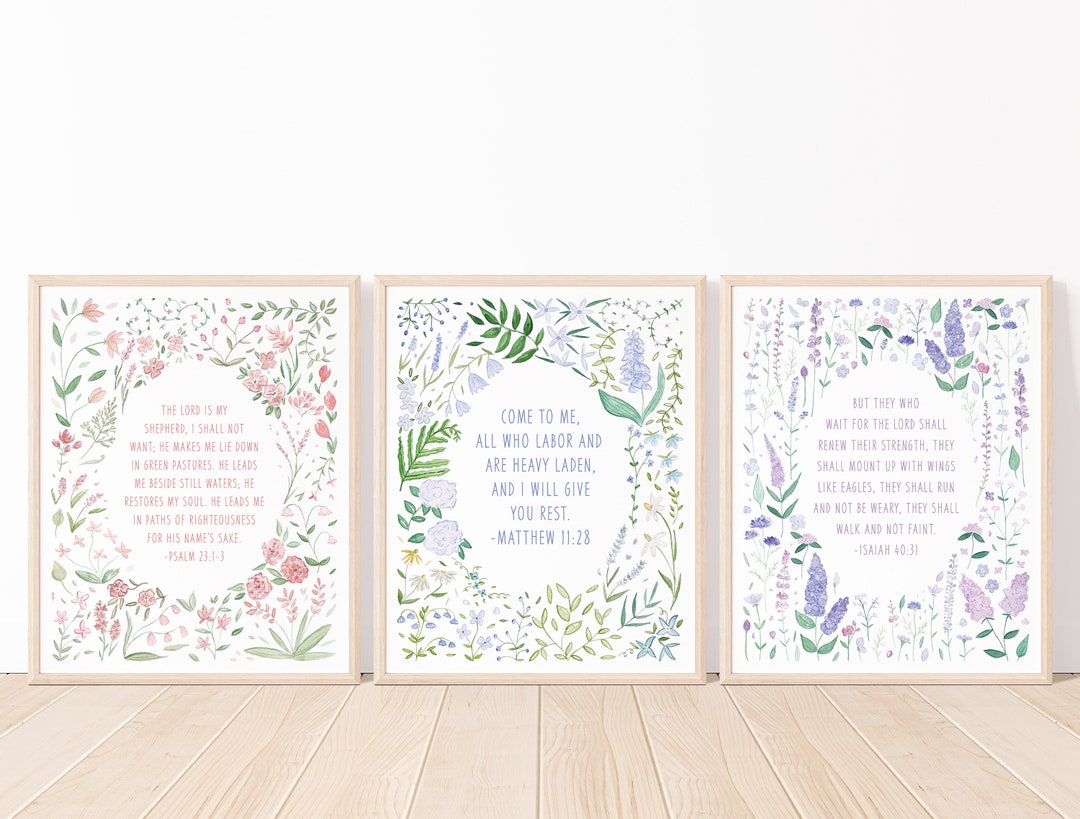 Custom Bible Verse Art Print | Floral Scripture Verse Wall Art ...
