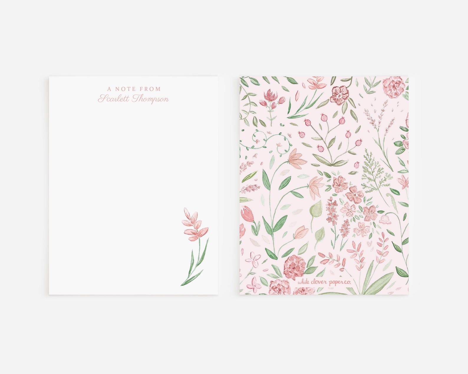 Pink Watercolor Flowers Personalized Stationery Set | Pink Floral ...